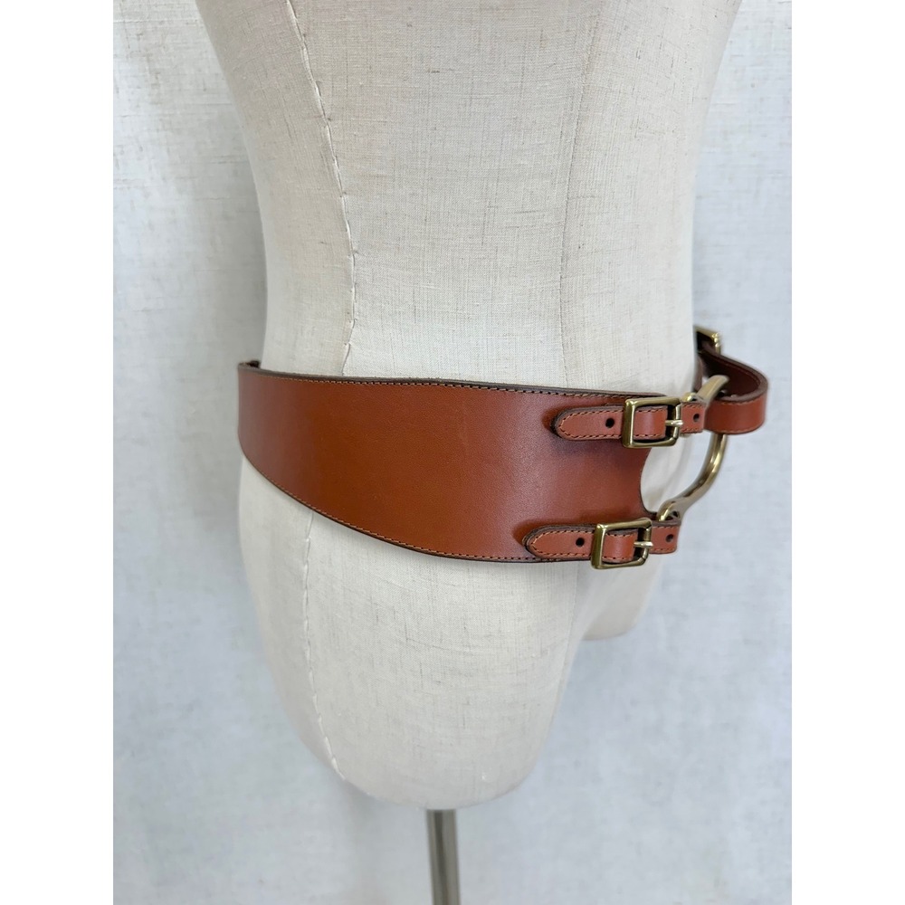 Lauren Ralph Lauren Brown Leather Equestrian Hook Buckle Waist Belt Womens S - Picture 10 of 13
